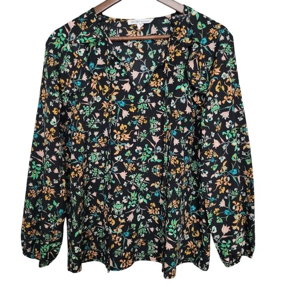 BCBG Generation Floral Print Blouse Womens Size S Ruffle V-Neck Tie Flowy - Picture 1 of 8